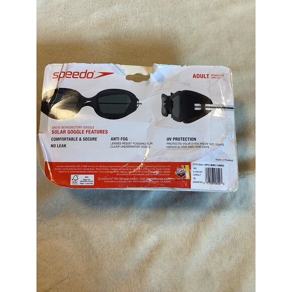 Speedo Solar Swim Goggles  Blocks UV Rays Anti Fog Leak Proof 14+ Adult Blue - Picture 2 of 5